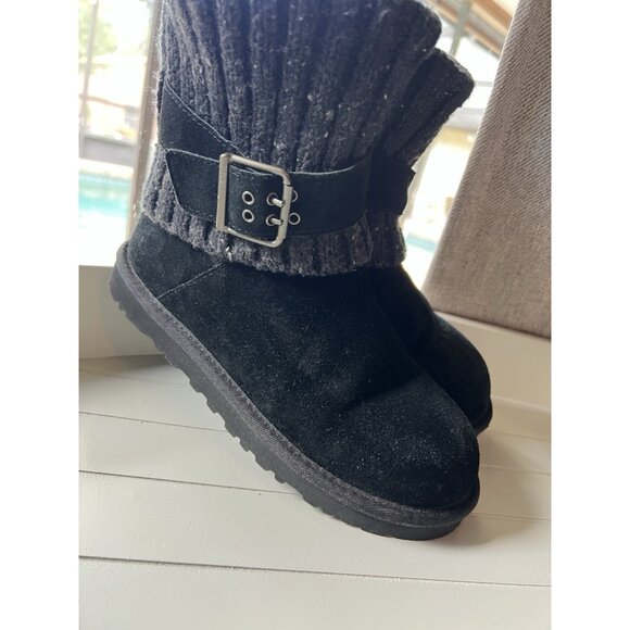 UGG Australia Cambridge Winter Boots Womens Size 5 EUR 36 Black Knit Sheepskin - Picture 5 of 16